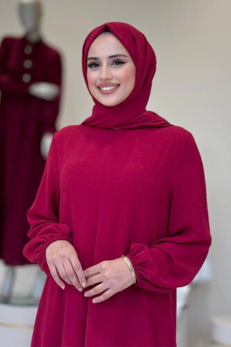 Verevli Tunik, Pantolon Takım Şal  HEDİYE   3937 Bordo - 8