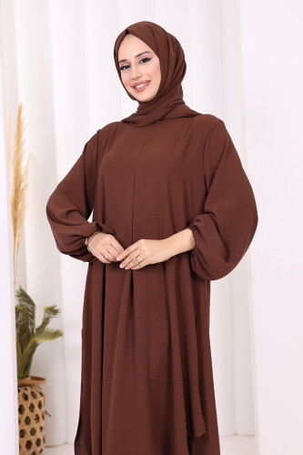 Verevli Tunik, Pantolon Takım Şal  HEDİYE   3937 Kahverengi - 6