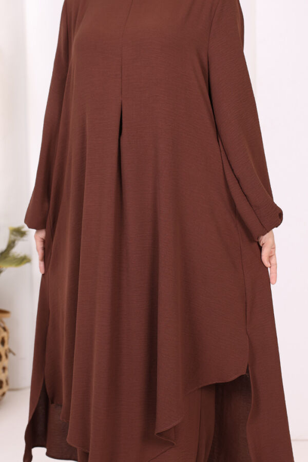 Verevli Tunik, Pantolon Takım Şal  HEDİYE   3937 Kahverengi - 7