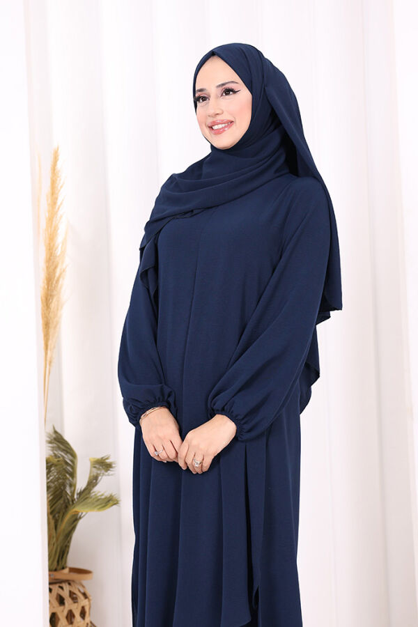 Verevli Tunik, Pantolon ve Şal Üçlü Takım 3937 Lacivert - 6