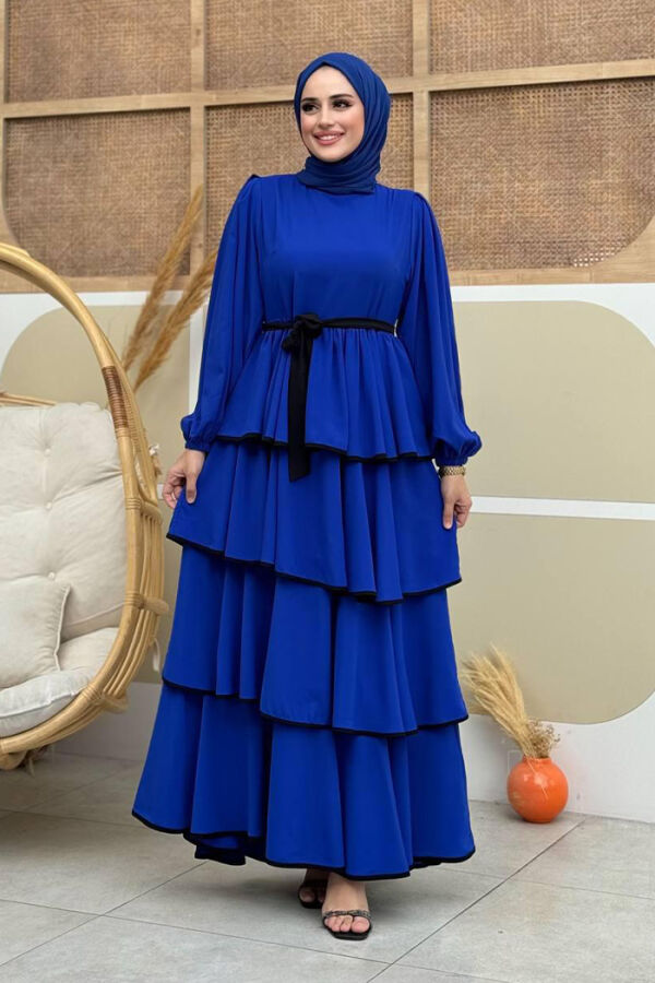 Kleid mit Lagendetail und Taillengürtel 6029 Saks - 1
