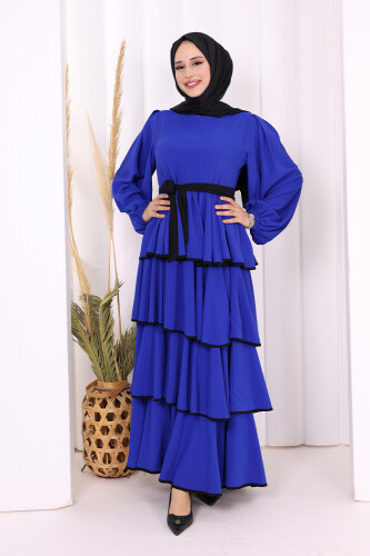 Kleid mit Lagendetail und Taillengürtel 6029 Saks - 2