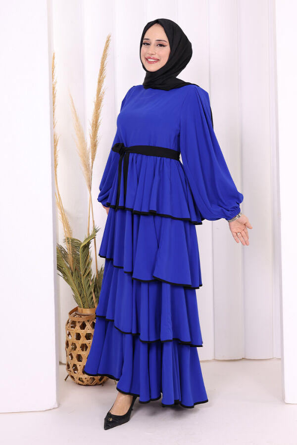 Kleid mit Lagendetail und Taillengürtel 6029 Saks - 3