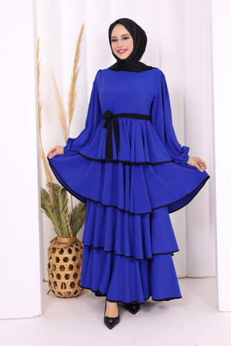 Waist Belted Layer Detail Dress 6029 Saks 