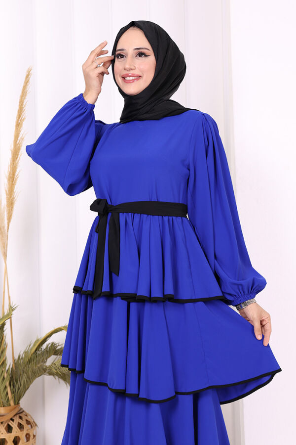 Waist Belted Layer Detail Dress 6029 Saks - 5