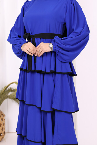 Waist Belted Layer Detail Dress 6029 Saks - 6