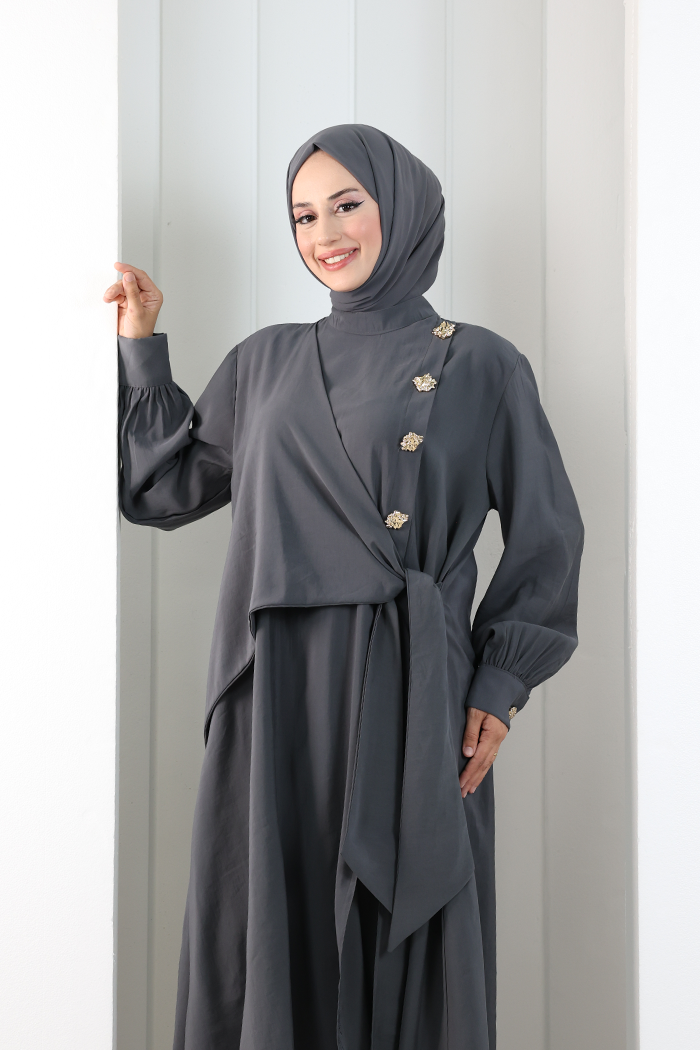 Yandan Bağlamalı İkili Takım 8019 Füme - 5