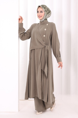 Yandan Bağlamalı İkili Takım 8019 Haki - 3