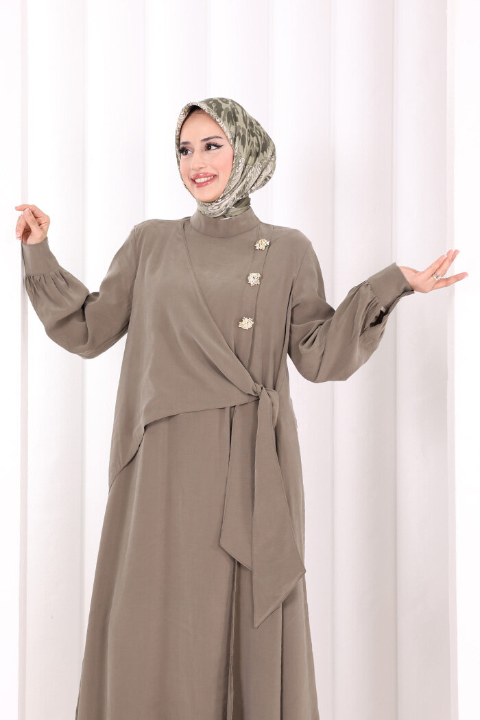 Yandan Bağlamalı İkili Takım 8019 Haki - 6