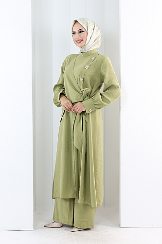 Yandan Bağlamalı İkili Takım 8019 Haki - 3