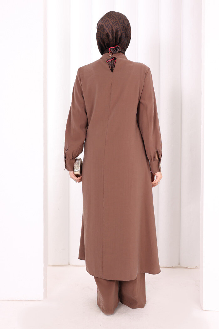 Yandan Bağlamalı İkili Takım 8019 Kahverengi - 4