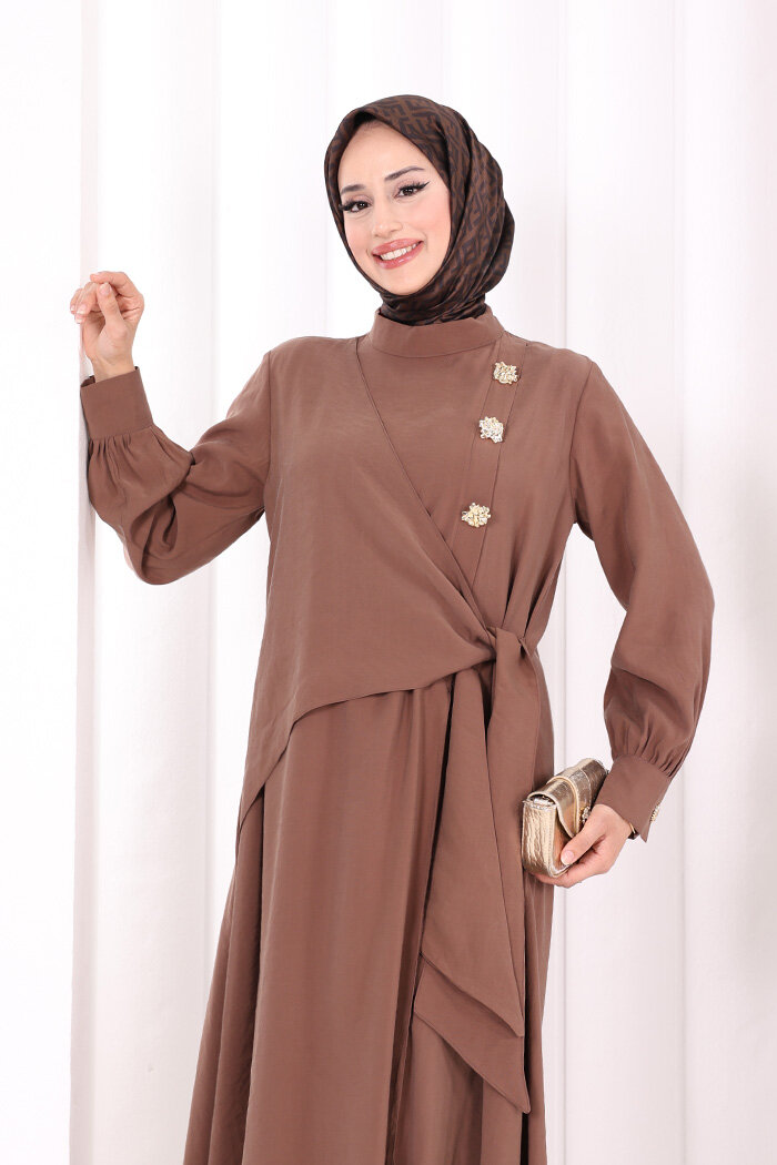 Yandan Bağlamalı İkili Takım 8019 Kahverengi - 5