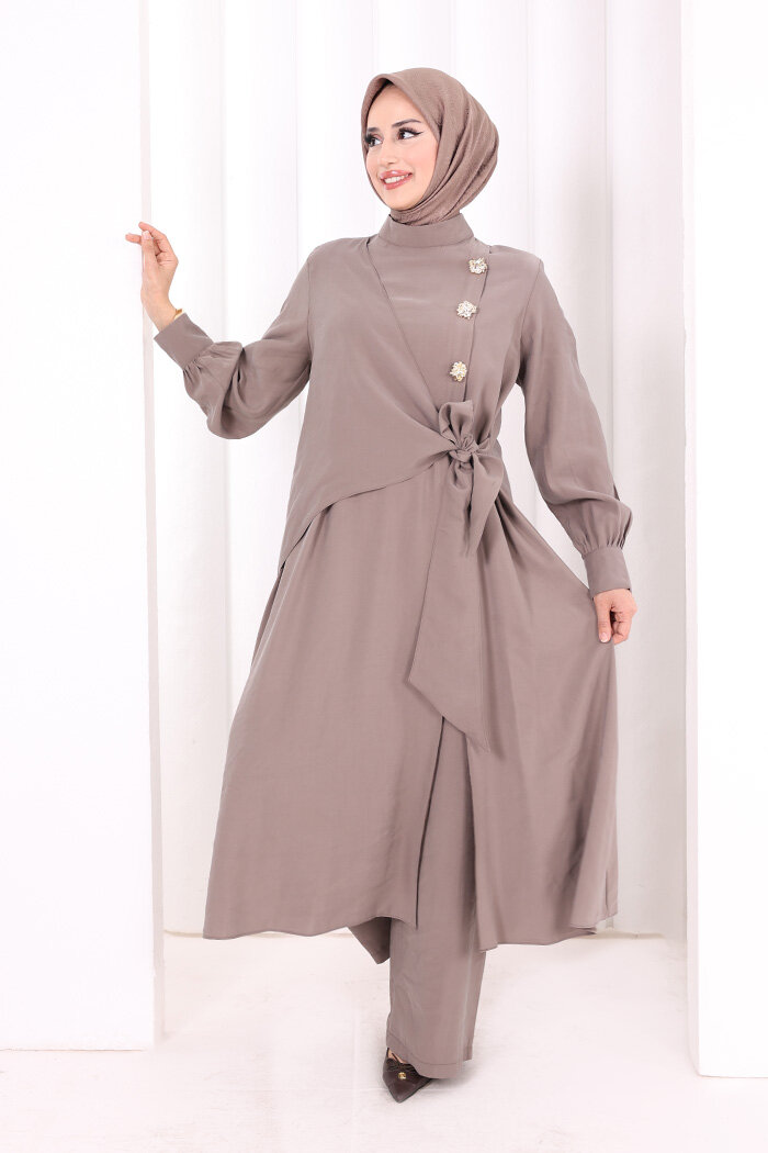 Yandan Bağlamalı İkili Takım 8019 Vizon - 2