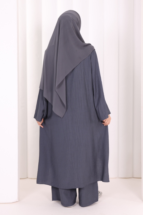 Yandan Bağlamalı Tunik Pantolon Takım 8008 Antrasit - 4