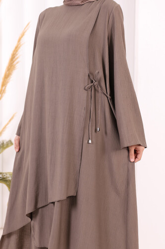 Yandan Bağlamalı Tunik Pantolon Takım 8008 Duman - 7