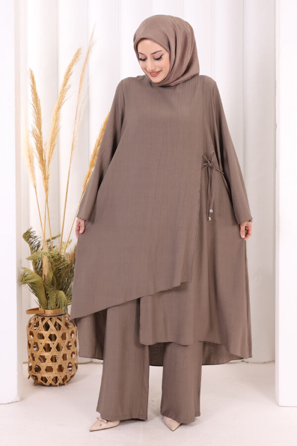 Yandan Bağlamalı Tunik Pantolon Takım 8008 Duman - 2
