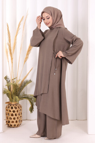 Yandan Bağlamalı Tunik Pantolon Takım 8008 Duman - 4