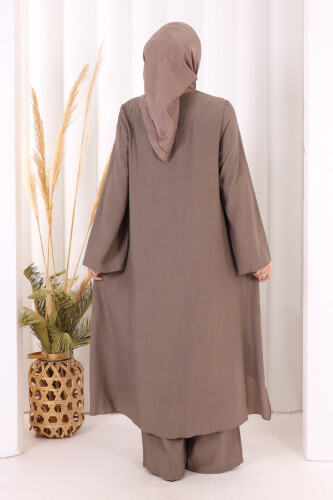 Yandan Bağlamalı Tunik Pantolon Takım 8008 Duman - 5