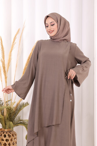 Yandan Bağlamalı Tunik Pantolon Takım 8008 Duman - 6