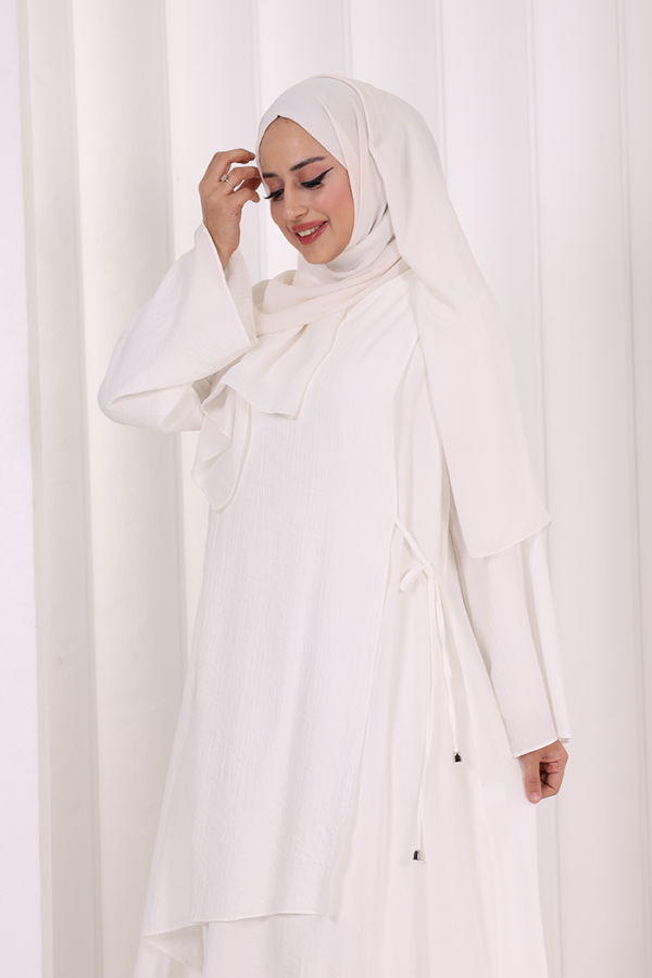Yandan Bağlamalı Tunik Pantolon Takım 8008 Ekru - 5