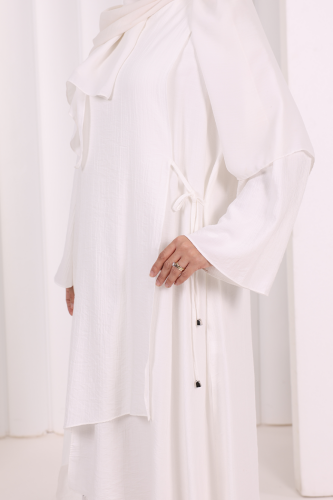 Yandan Bağlamalı Tunik Pantolon Takım 8008 Ekru - 6