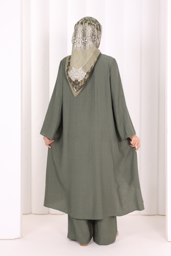 Yandan Bağlamalı Tunik Pantolon Takım 8008 Haki - 4