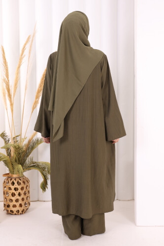 Yandan Bağlamalı Tunik Pantolon Takım 8008 Haki - 5
