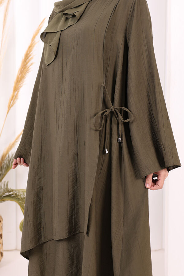 Yandan Bağlamalı Tunik Pantolon Takım 8008 Haki - 7