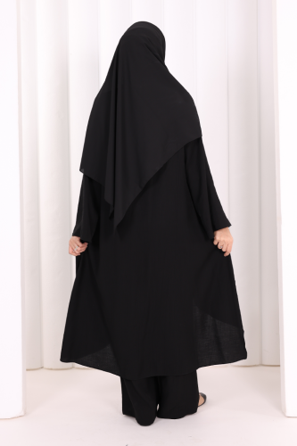 Yandan Bağlamalı Tunik Pantolon Takım 8008 Siyah - 4