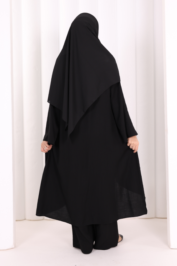 Yandan Bağlamalı Tunik Pantolon Takım 8008 Siyah - 4