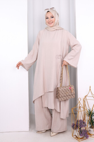 Yandan Bağlamalı Tunik Pantolon Takım 8008 Taş