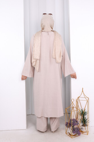 Yandan Bağlamalı Tunik Pantolon Takım 8008 Taş - 3