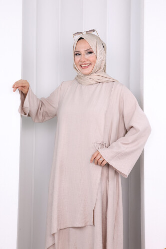 Yandan Bağlamalı Tunik Pantolon Takım 8008 Taş - 4