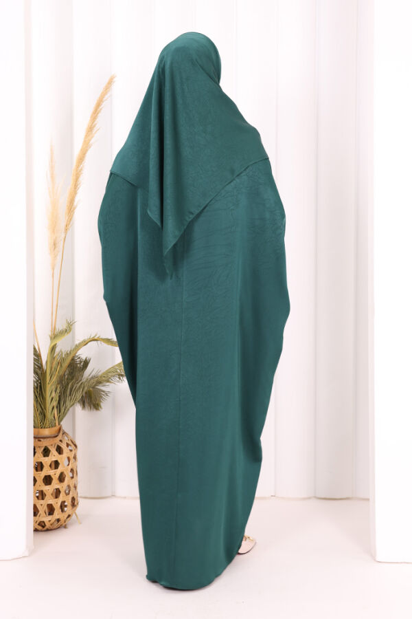 Yarasa Kol Saten Elbise 7054 Zümrüt - 4