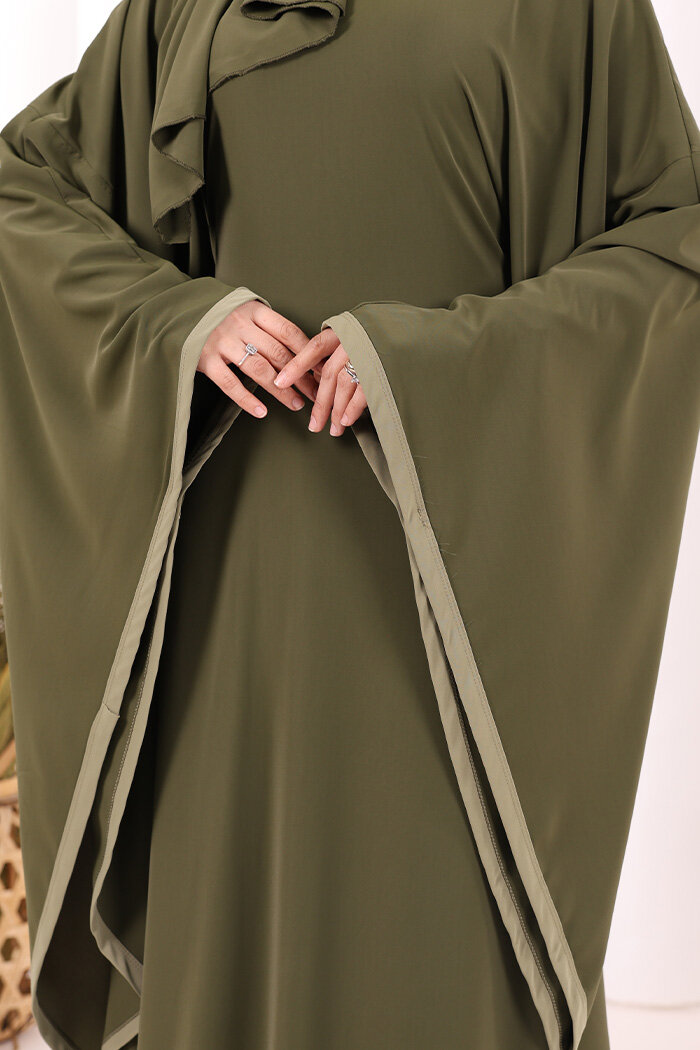 Yarasakol Biyeli Elbise Şal Hediyelidir 7068 Haki - 7