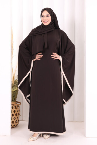 Yarasakol Biyeli Elbise Şal Hediyelidir 7068 Kahverengi