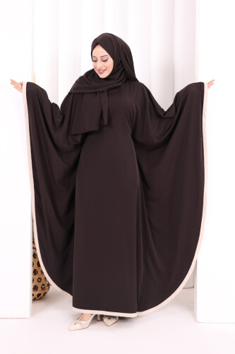 Yarasakol Biyeli Elbise Şal Hediyelidir 7068 Kahverengi - 2