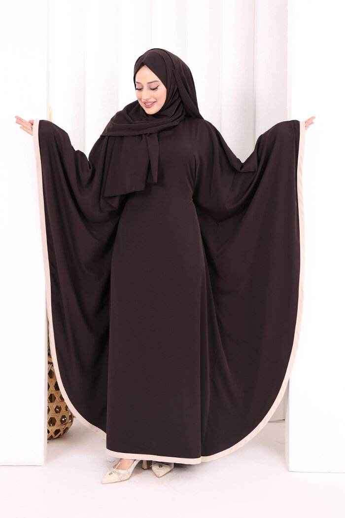 Yarasakol Biyeli Elbise Şal Hediyelidir 7068 Kahverengi - 2