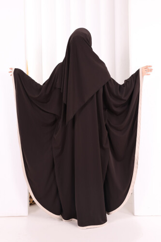 Yarasakol Biyeli Elbise Şal Hediyelidir 7068 Kahverengi - 5