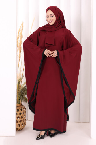 Yarasakol Biyeli Elbise Şal Hediyelidir 7068 Mürdüm