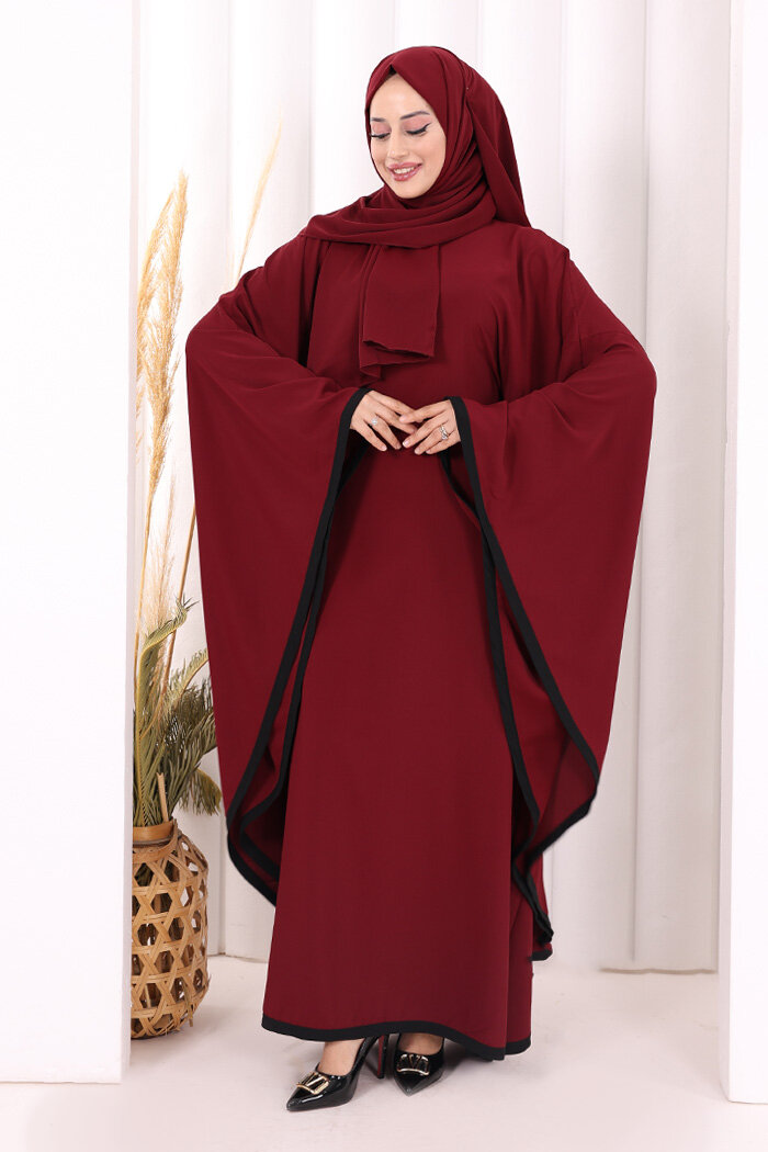 Yarasakol Biyeli Elbise Şal Hediyelidir 7068 Mürdüm - 1