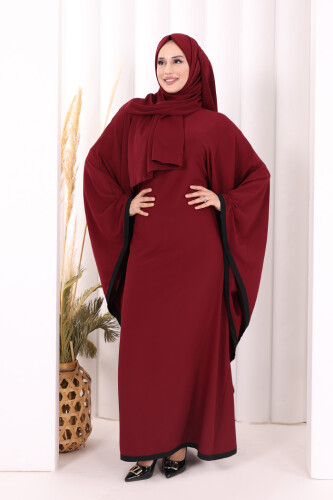 Yarasakol Biyeli Elbise Şal Hediyelidir 7068 Mürdüm - 2