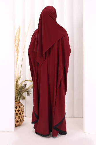 Yarasakol Biyeli Elbise Şal Hediyelidir 7068 Mürdüm - 4