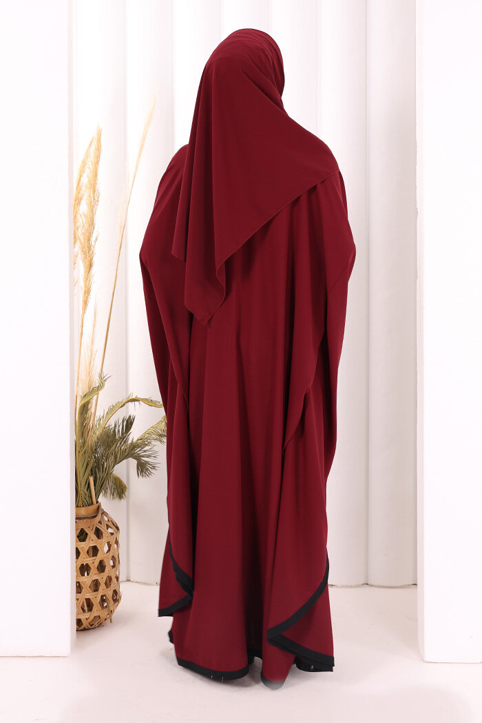 Yarasakol Biyeli Elbise Şal Hediyelidir 7068 Mürdüm - 4