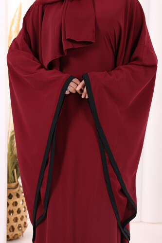 Yarasakol Biyeli Elbise Şal Hediyelidir 7068 Mürdüm - 6