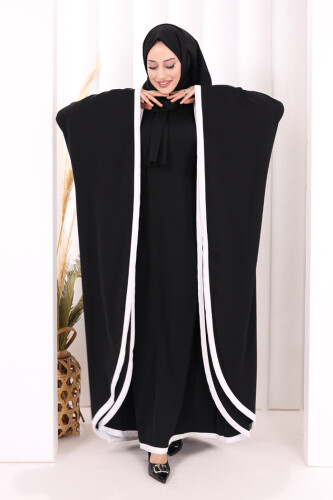 Yarasakol Biyeli Elbise Şal Hediyelidir 7068 Siyah - 2