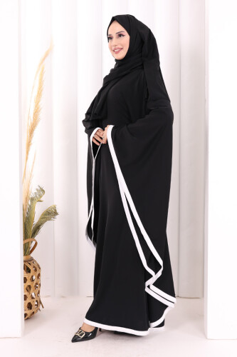 Yarasakol Biyeli Elbise Şal Hediyelidir 7068 Siyah - 3