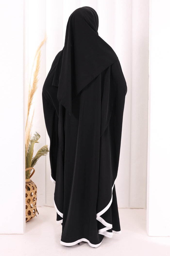 Yarasakol Biyeli Elbise Şal Hediyelidir 7068 Siyah - 4