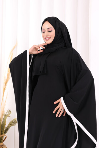Yarasakol Biyeli Elbise Şal Hediyelidir 7068 Siyah - 5
