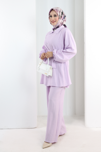 Yarasakol Düğmeli Takım 8705 Lila - 3